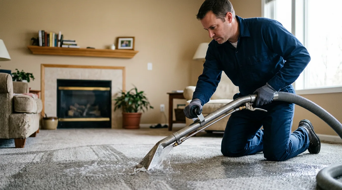 Water damage restoration technician working near Alvin, TX